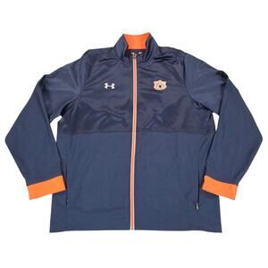 Under Armour Auburn University Jacket Men Large Blue Orange Full Zip Lightweight